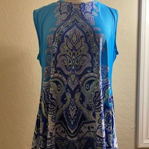 Geometric Blue, green; and white Top The avenue